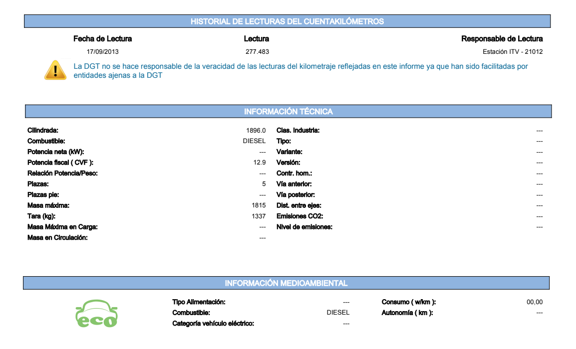 Datos tecnicos de coches, motos, caravanas, vehiculo